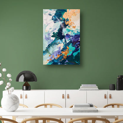 Abstract  met Blauwe en Gouden Verf canvas