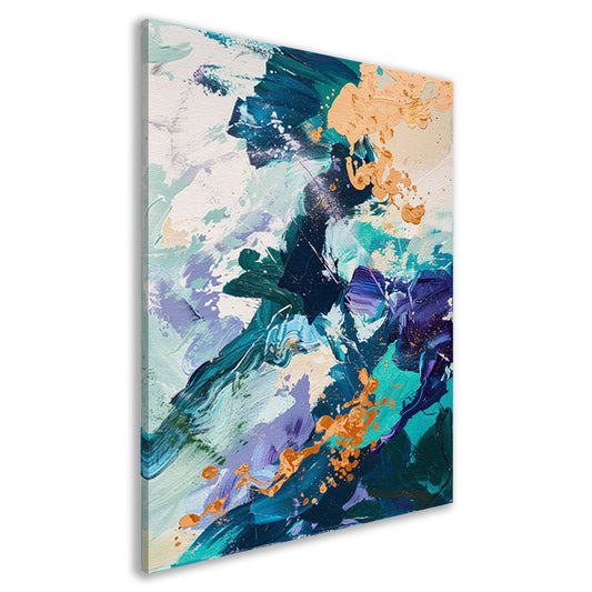 Abstract  met Blauwe en Gouden Verf canvas