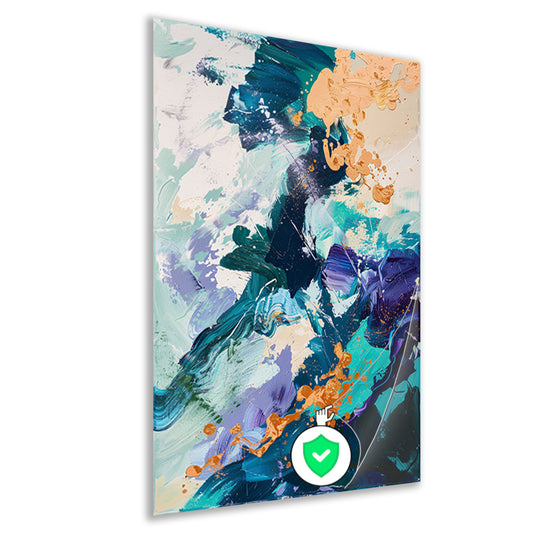 Abstract  met Blauwe en Gouden Verf poster