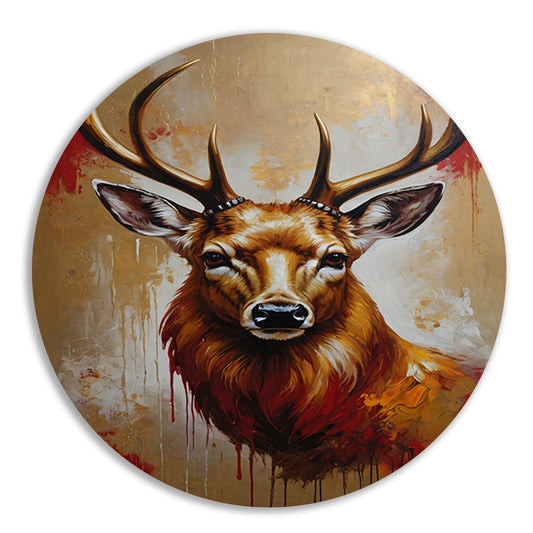 Majestueus hert in gouden gloed aluminium muurcirkel