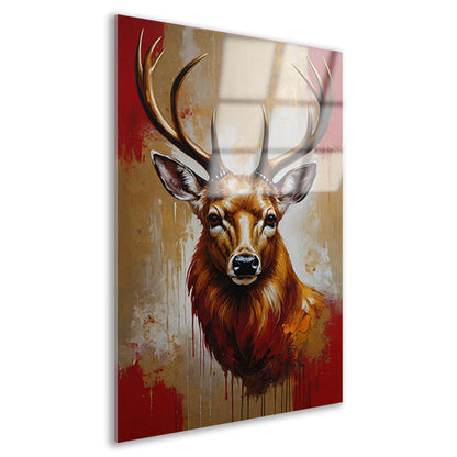 Majestueus hert in gouden gloed acrylglas