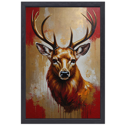 Majestueus hert in gouden gloed canvas met baklijst