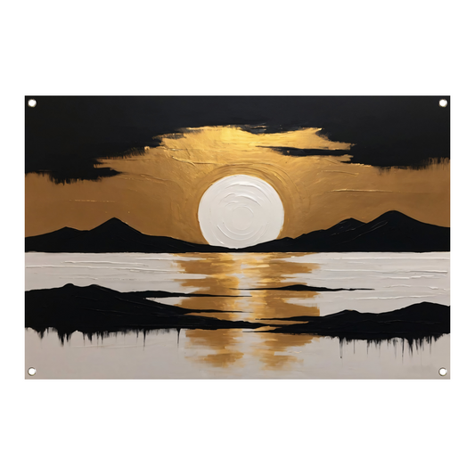 Gouden Reflecties bij Zonsondergang in de Bergen tuinposter