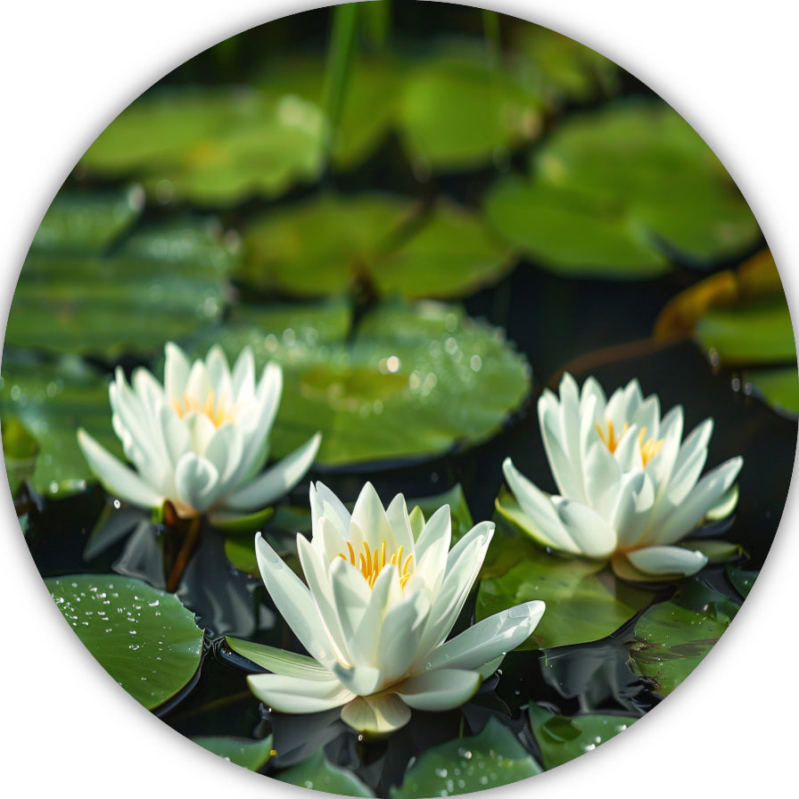 Impressionistische waterlelies aluminium muurcirkel