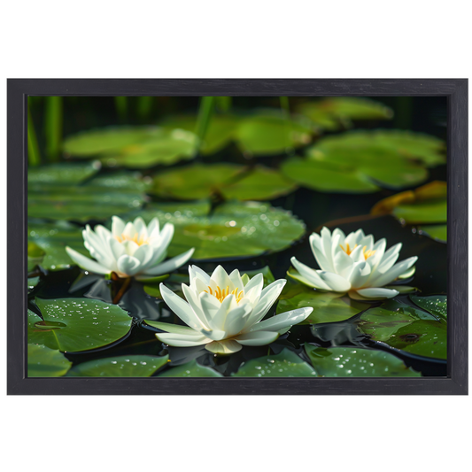 Impressionistische waterlelies canvas met baklijst