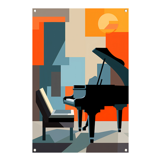 Abstracte Piano en Stoel Harmonie tuinposter