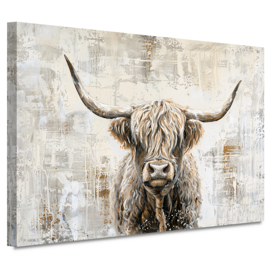 Rustieke Schotse Hooglander in Sepia Tinten canvas