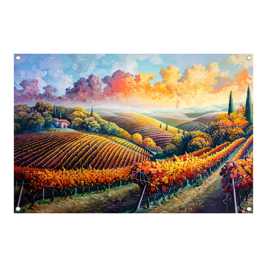 Herfstlandschap met Wijngaard tuinposter