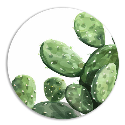 Digitale Kunst: Groene Cactus aluminium muurcirkel
