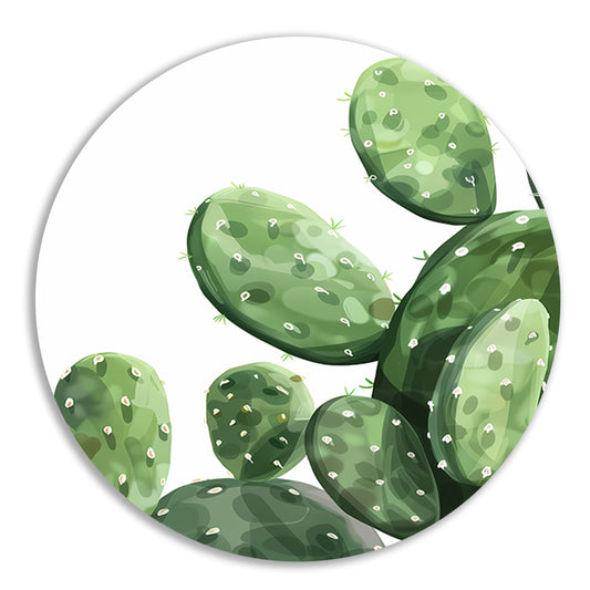 Digitale Kunst: Groene Cactus aluminium muurcirkel