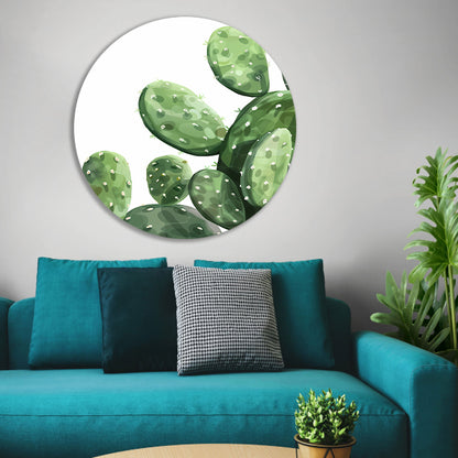 Digitale Kunst: Groene Cactus aluminium muurcirkel
