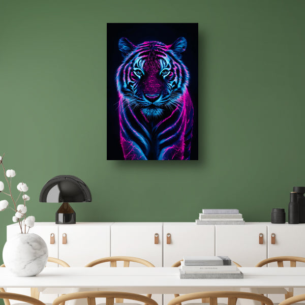 Neon tijger in digitale kunststijl poster