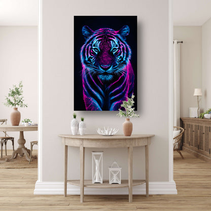 Neon tijger in digitale kunststijl canvas