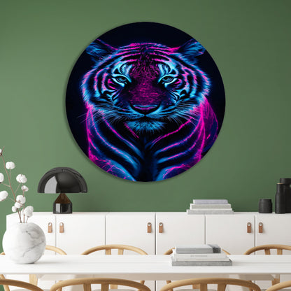 Neon tijger in digitale kunststijl forex muurcirkel