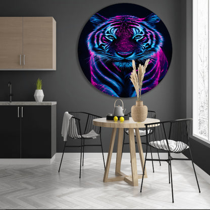 Neon tijger in digitale kunststijl forex muurcirkel