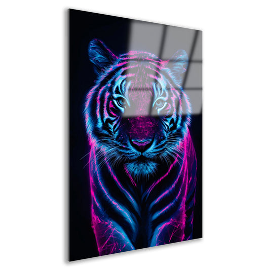 Neon tijger in digitale kunststijl acrylglas