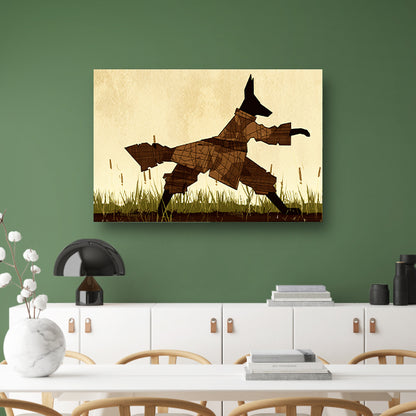 Wolf in abstract veld met gras canvas
