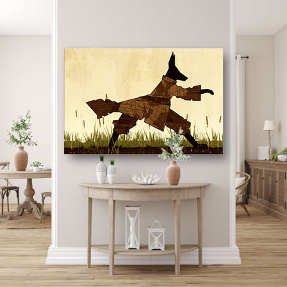 Wolf in abstract veld met gras acrylglas