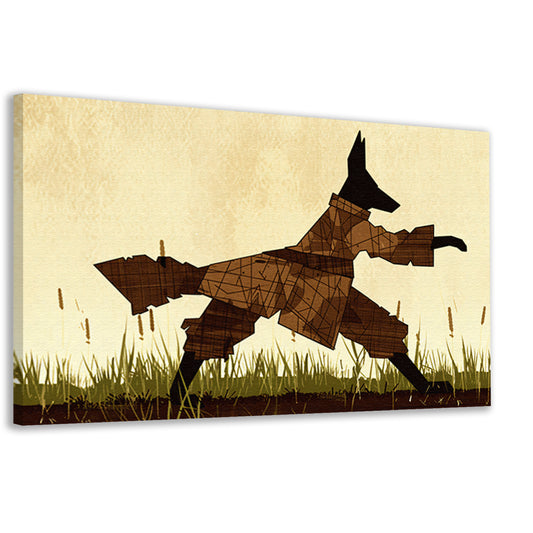 Wolf in abstract veld met gras canvas