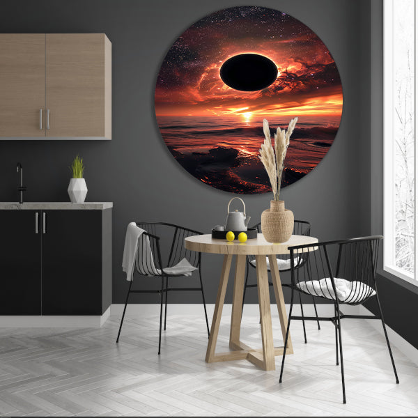 Zonsverduistering bij zonsondergang aan zee forex muurcirkel