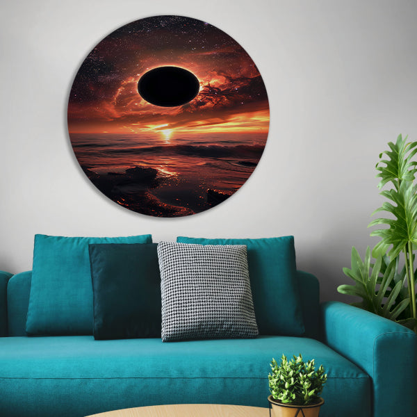 Zonsverduistering bij zonsondergang aan zee forex muurcirkel