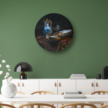 Stilleven met een Aquamanile, fruit en een Nautilusbeker - Willem Kalf forex muurcirkel