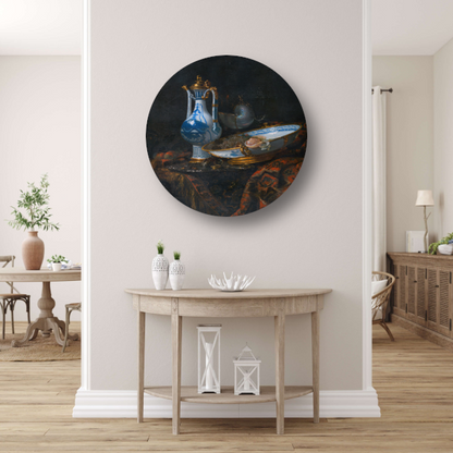 Stilleven met een Aquamanile, fruit en een Nautilusbeker - Willem Kalf forex muurcirkel