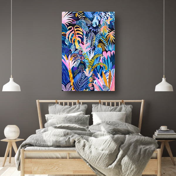 Abstracte kleurrijke kunst van planten en bladeren poster