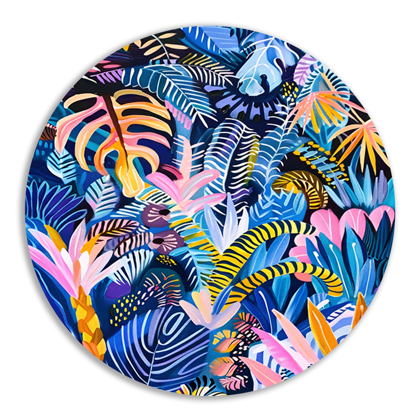 Abstracte kleurrijke kunst van planten en bladeren forex muurcirkel