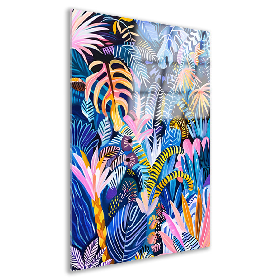 Abstracte kleurrijke kunst van planten en bladeren acrylglas