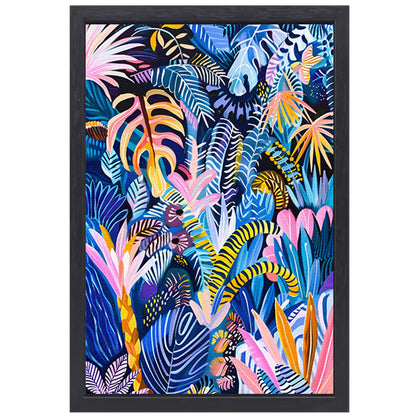 Abstracte kleurrijke kunst van planten en bladeren canvas met baklijst