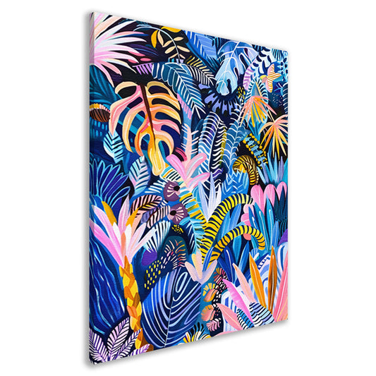 Abstracte kleurrijke kunst van planten en bladeren canvas
