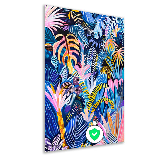 Abstracte kleurrijke kunst van planten en bladeren poster