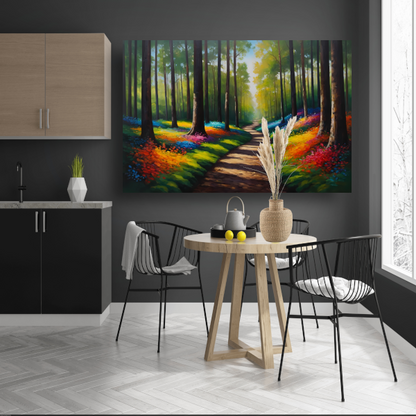 Betoverend Kleurrijk Bos met Wandelend Pad poster