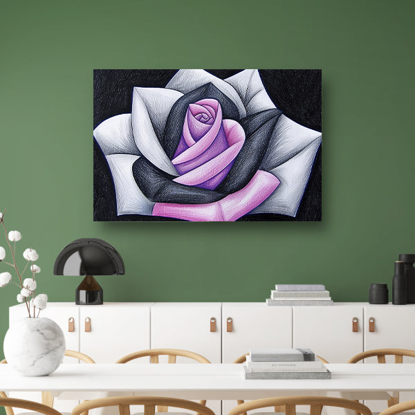Abstracte roos met contrasterende kleuren poster