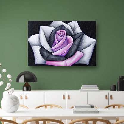 Abstracte roos met contrasterende kleuren poster