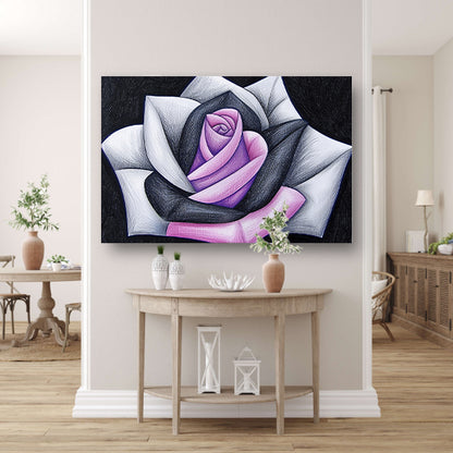 Abstracte roos met contrasterende kleuren poster