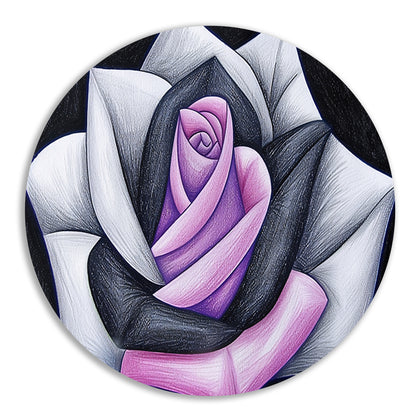 Abstracte roos met contrasterende kleuren aluminium muurcirkel