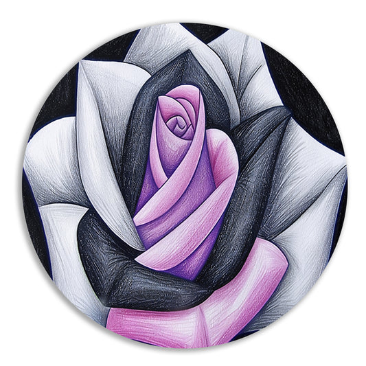 Abstracte roos met contrasterende kleuren aluminium muurcirkel