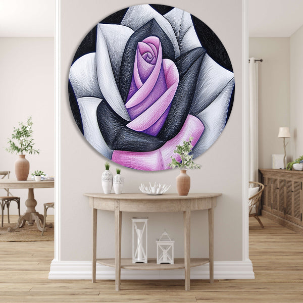 Abstracte roos met contrasterende kleuren forex muurcirkel