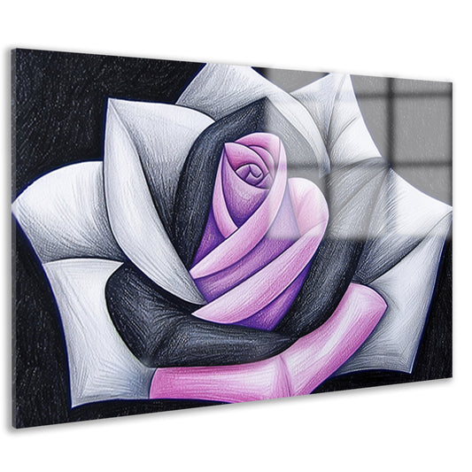 Abstracte roos met contrasterende kleuren acrylglas