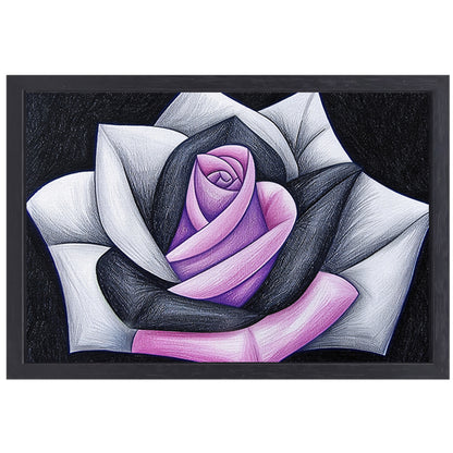 Abstracte roos met contrasterende kleuren canvas met baklijst