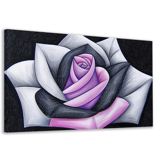 Abstracte roos met contrasterende kleuren canvas