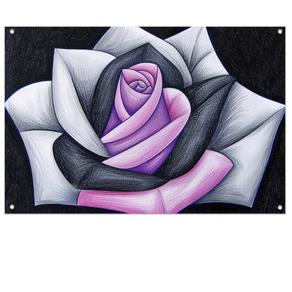 Abstracte roos met contrasterende kleuren tuinposter