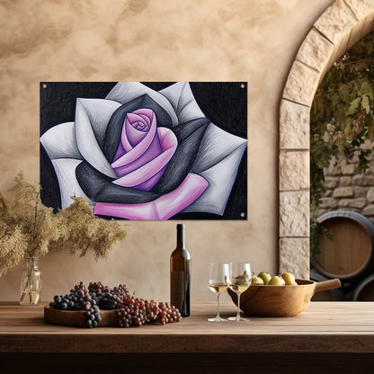 Abstracte roos met contrasterende kleuren tuinposter
