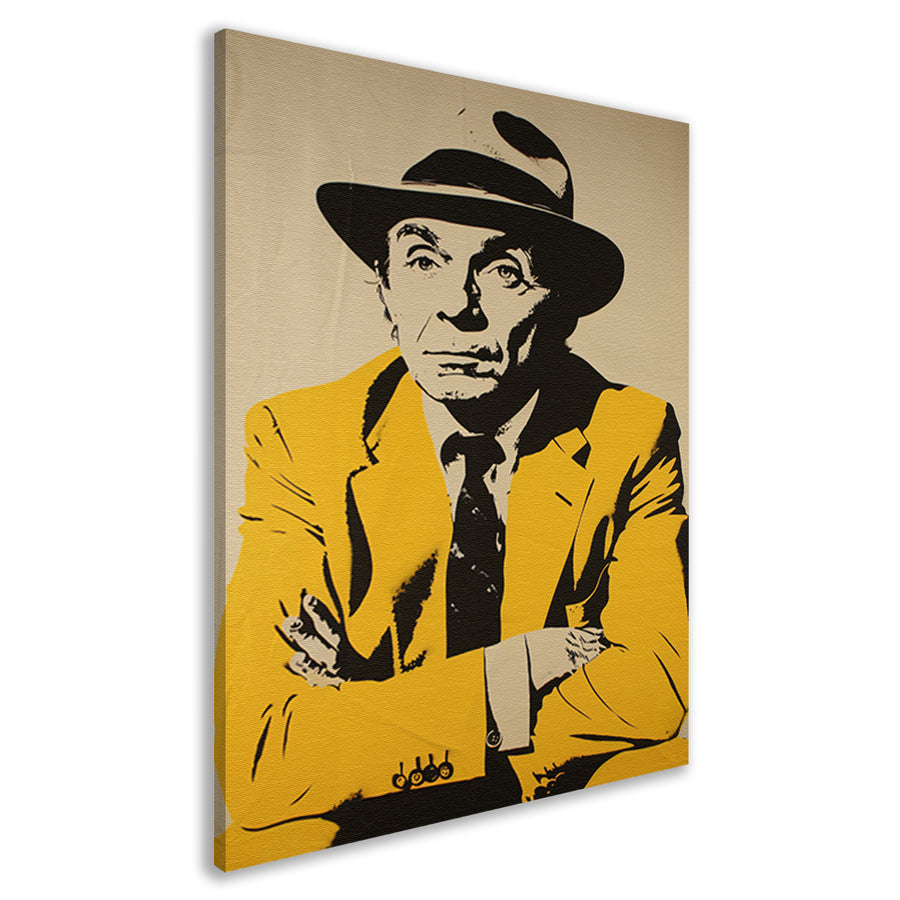 Man in Gele Jas en Zwarte Hoed canvas