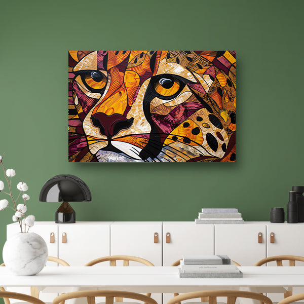 Kleurrijk abstract schilderij van een cheeta acrylglas