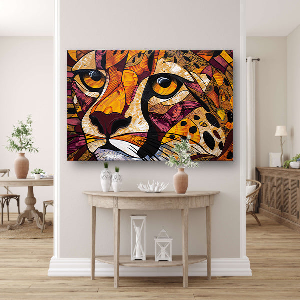 Kleurrijk abstract schilderij van een cheeta poster