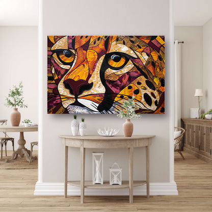Kleurrijk abstract schilderij van een cheeta poster