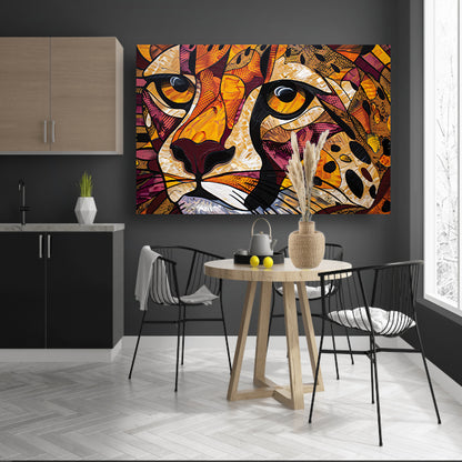 Kleurrijk abstract schilderij van een cheeta poster